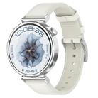 For Huawei Watch GT5 Pro 42mm Press Button 18mm Leather Watch Band(White) - 1