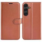 For Samsung Galaxy S25 5G Litchi Texture Horizontal Flip Leather Phone Case with Holder(Brown) - 1