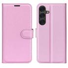 For Samsung Galaxy S25 5G Litchi Texture Horizontal Flip Leather Phone Case with Holder(Pink) - 1