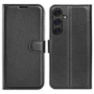 For Samsung Galaxy S25+ 5G Litchi Texture Horizontal Flip Leather Phone Case with Holder(Black) - 1