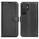 For Samsung Galaxy S25 Ultra 5G Litchi Texture Horizontal Flip Leather Phone Case with Holder(Black) - 1