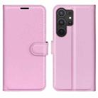 For Samsung Galaxy S25 Ultra 5G Litchi Texture Horizontal Flip Leather Phone Case with Holder(Pink) - 1