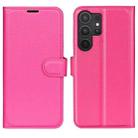 For Samsung Galaxy S25 Ultra 5G Litchi Texture Horizontal Flip Leather Phone Case with Holder(Rose Red) - 1