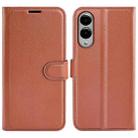 For Samsung Galaxy S25 Edge 5G Litchi Texture Horizontal Flip Leather Phone Case with Holder(Brown) - 1