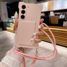For Samsung Galaxy S23 5G Liquid TPU Card Bag Four Corner Shockproof Phone Case(Pink) - 1