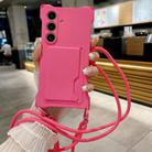 For Samsung Galaxy S24 5G Liquid TPU Card Bag Four Corner Shockproof Phone Case(Rose Red) - 1