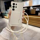 For Samsung Galaxy S22 Ultra 5G Liquid TPU Card Bag Four Corner Shockproof Phone Case(White) - 1