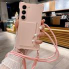 For Samsung Galaxy S22 5G Liquid TPU Card Bag Four Corner Shockproof Phone Case(Pink) - 1