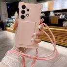 For Samsung Galaxy A52 Liquid TPU Card Bag Four Corner Shockproof Phone Case(Pink) - 1