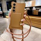 For Samsung Galaxy A55 Liquid TPU Card Bag Four Corner Shockproof Phone Case(Brown) - 1