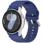 For Samsung Galaxy Watch 7 40 / 44mm Wavy Grain Stitched Silver Buckle Silicone Watch Band(Midnight Blue) - 1