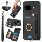 For Google Pixel 9a Retro Skin-feel Ring Multi-card Wallet Phone Case(Black) - 1