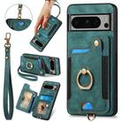 For Google Pixel 8 Pro Retro Skin-feel Ring Multi-card Wallet Phone Case(Green) - 1