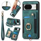 For Google Pixel 7a Retro Skin-feel Ring Multi-card Wallet Phone Case(Green) - 1