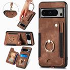 For Google Pixel 6a Retro Skin-feel Ring Multi-card Wallet Phone Case(Brown) - 1