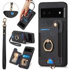 For Google Pixel 6 Retro Skin-feel Ring Multi-card Wallet Phone Case(Black) - 1