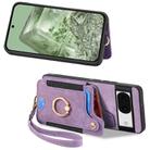 For Google Pixel 8a Retro Skin-feel Ring Multi-card Wallet Phone Case(Purple) - 2