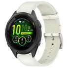 For Garmin Forerunner 265S Press Button 18mm Leather Watch Band(White) - 1