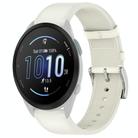 For Garmin Forerunner 165 Press Button 20mm Leather Watch Band(White) - 1