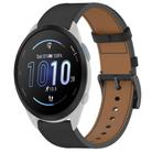 For Garmin Forerunner 165 Press Button 20mm Leather Watch Band(Black) - 1