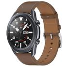 For Samsung Galaxy Watch3 45mm Press Button 22mm Leather Watch Band(Brown) - 1