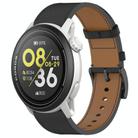 For COROS Pace 3 Press Button 22mm Leather Watch Band(Black) - 1