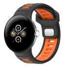 For Google Pixel Watch 3 45mm Two Color Reverse Buckle Silicone Watch Band(Black Orange) - 1