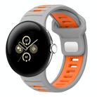 For Google Pixel Watch 3 45mm Two Color Reverse Buckle Silicone Watch Band(Gray Orange) - 1