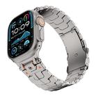 For Apple Watch 46mm / 49mm / 45mm / 44mm Stainless Steel Iron Man Safety Buckle Metal Watch Band(Titanium Color) - 1