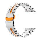 For Apple Watch 46mm / 49mm / 45mm / 44mm Stainless Steel Iron Man Safety Buckle Metal Watch Band(Silver Orange) - 2