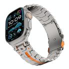 For Apple Watch 46mm / 49mm / 45mm / 44mm Stainless Steel Iron Man Safety Buckle Metal Watch Band(Titanium Color Orange) - 1