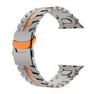 For Apple Watch 42mm / 41mm / 40mm / 38mm Stainless Steel Iron Man Safety Buckle Metal Watch Band(Titanium Color Orange) - 2
