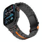 For Apple Watch 42mm / 41mm / 40mm / 38mm Stainless Steel Iron Man Safety Buckle Metal Watch Band(Black Orange) - 1
