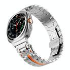 For Samsung Galaxy Watch 7 Ultra 47mm Stainless Steel Butterfly Buckle Metal Watch Band(Silver Orange) - 1
