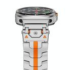 For Samsung Galaxy Watch 7 Ultra 47mm Stainless Steel Butterfly Buckle Metal Watch Band(Silver Orange) - 2