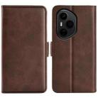 For Honor 400 Pro Global 160.8mm Dual-side Magnetic Buckle Horizontal Flip Leather Phone Case(Brown) - 1