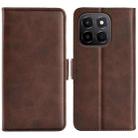 For Honor X6c Dual-side Magnetic Buckle Horizontal Flip Leather Phone Case(Brown) - 1