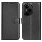 For Honor 400 Pro Global 160.8mm Litchi Texture Horizontal Flip Leather Phone Case with Holder(Black) - 1