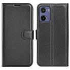For Motorola Moto E15 Litchi Texture Horizontal Flip Leather Phone Case with Holder(Black) - 1