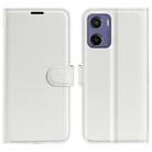 For Motorola Moto E15 Litchi Texture Horizontal Flip Leather Phone Case with Holder(White) - 1