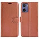 For Motorola Moto E15 Litchi Texture Horizontal Flip Leather Phone Case with Holder(Brown) - 1