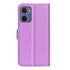 For Motorola Moto E15 Litchi Texture Horizontal Flip Leather Phone Case with Holder(Purple) - 3