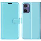 For Motorola Moto E15 Litchi Texture Horizontal Flip Leather Phone Case with Holder(Blue) - 1