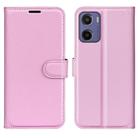 For Motorola Moto E15 Litchi Texture Horizontal Flip Leather Phone Case with Holder(Pink) - 1