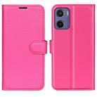 For Motorola Moto E15 Litchi Texture Horizontal Flip Leather Phone Case with Holder(Rose red) - 1