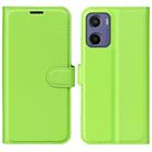 For Motorola Moto E15 Litchi Texture Horizontal Flip Leather Phone Case with Holder(Green) - 1