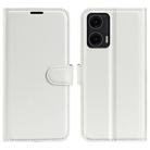 For Motorola Moto G35 Litchi Texture Horizontal Flip Leather Phone Case with Holder(White) - 1
