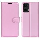 For Motorola Moto G35 Litchi Texture Horizontal Flip Leather Phone Case with Holder(Pink) - 1
