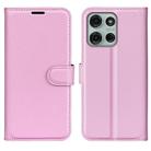 For Motorola Moto G75 Litchi Texture Horizontal Flip Leather Phone Case with Holder(Pink) - 1