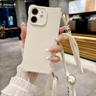 For iPhone 11 Crossbody Liquid TPU Four Corner Shockproof Phone Case(White) - 1